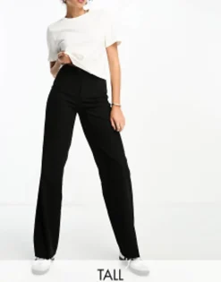 Tall*Stradivarius Tall Tailored Straight Trouser In Black