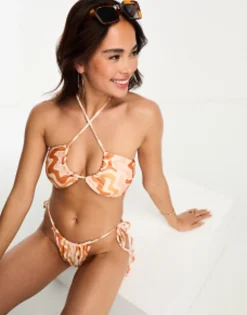 Swimwear & Beachwear*Swim Society Sasha Tie Side Bikini In Orange Swirl