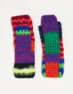 Gloves*The Ragged Priest Spliced Knit Fingerless Gloves In Multi