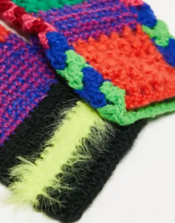 Gloves*The Ragged Priest Spliced Knit Fingerless Gloves In Multi