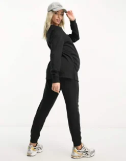 Tracksuits & Joggers*Threadbare Maternity V Neck Sweater And Jogger Tracksuit In Black