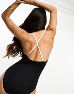 Swimwear & Beachwear*Threadbare Sporty High Neck Swimsuit In Black