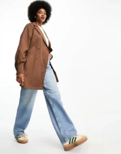 Tall*Threadbare Tall Lou Short Belted Trench Coat In Brown