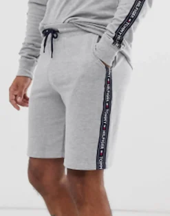 Shorts*Tommy Hilfiger Authentic Lounge Shorts Side Logo Taping In Grey Marl Grey Heather