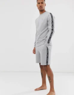 Shorts*Tommy Hilfiger Authentic Lounge Shorts Side Logo Taping In Grey Marl Grey Heather