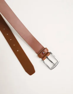 Belts*Tommy Hilfiger Tan Flag Logo Belt In Tan Cognac