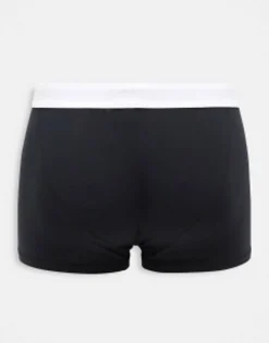 Underwear*Topman 3 Pack Trunks In With White Waistband Black
