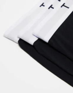Underwear*Topman 3 Pack Trunks In With White Waistband Black