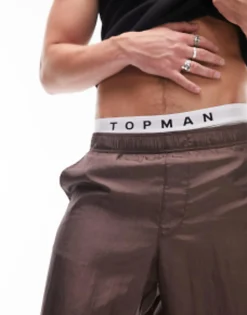 Trousers & Chinos*Topman Extreme Baggy Nylon Trousers In Brown