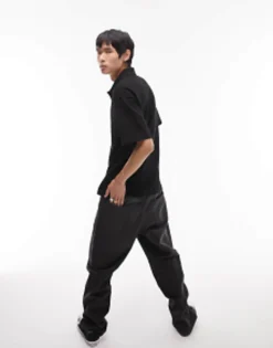 Polo Shirts*Topman Oversized Pique Polo In Black