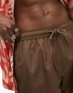 Swimwear*Topman Swim Shorts In Brown