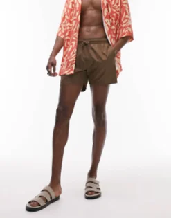 Swimwear*Topman Swim Shorts In Brown