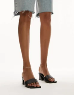 Sandals*Topshop Andy Angular Mid Heel Sandal In Black