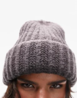 Beanies*Topshop Brooke Chunky Ribbed Beanie In Charcoal