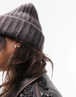 Beanies*Topshop Brooke Chunky Ribbed Beanie In Charcoal