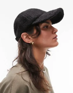 Caps*Topshop Carly Soft Touch Cap In Black
