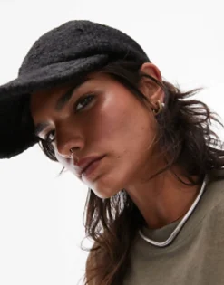 Caps*Topshop Carly Soft Touch Cap In Black