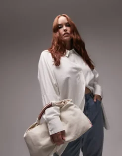 Shirts*Topshop Curve Seersucker Shirt In White
