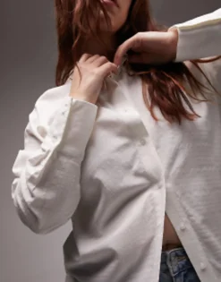 Shirts*Topshop Curve Seersucker Shirt In White