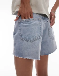 Shorts*Topshop Denim A Line Mom Short In Bleach