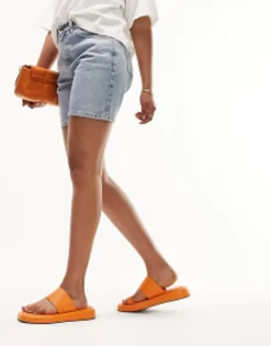 Flat Sandals*Topshop Georgia Flat Sandal With Toe Loop In Orange