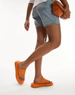 Flat Sandals*Topshop Georgia Flat Sandal With Toe Loop In Orange