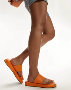 Flat Sandals*Topshop Georgia Flat Sandal With Toe Loop In Orange