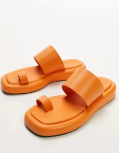Flat Sandals*Topshop Georgia Flat Sandal With Toe Loop In Orange