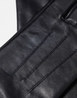 Gloves*Topshop Gia Long Leather Glove In Black