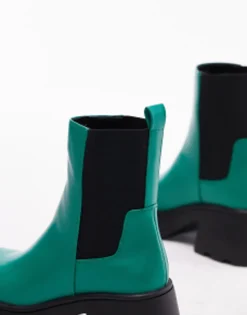 Chelsea Boots*Topshop Margot Chunky Chelsea Boot In Green
