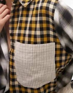 Shirts*Topshop Mix And Match Check Shirt In Multi