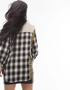 Shirts*Topshop Mix And Match Check Shirt In Multi