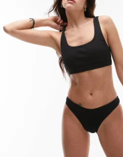 Swimwear & Beachwear*Topshop Mix And Match Rib High Leg Bikini Bottoms In Black