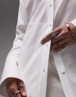 Shirts*Topshop Panelled Crinkle Shirt In Ivory