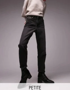 Petite*Topshop Petite Mom Jean In Washed Black