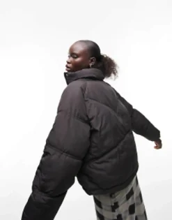 Petite*Topshop Petite Padded Puffer Jacket In Black