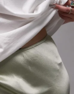 Skirts*Topshop Petite Satin Bias Maxi Skirt In Icey Sage