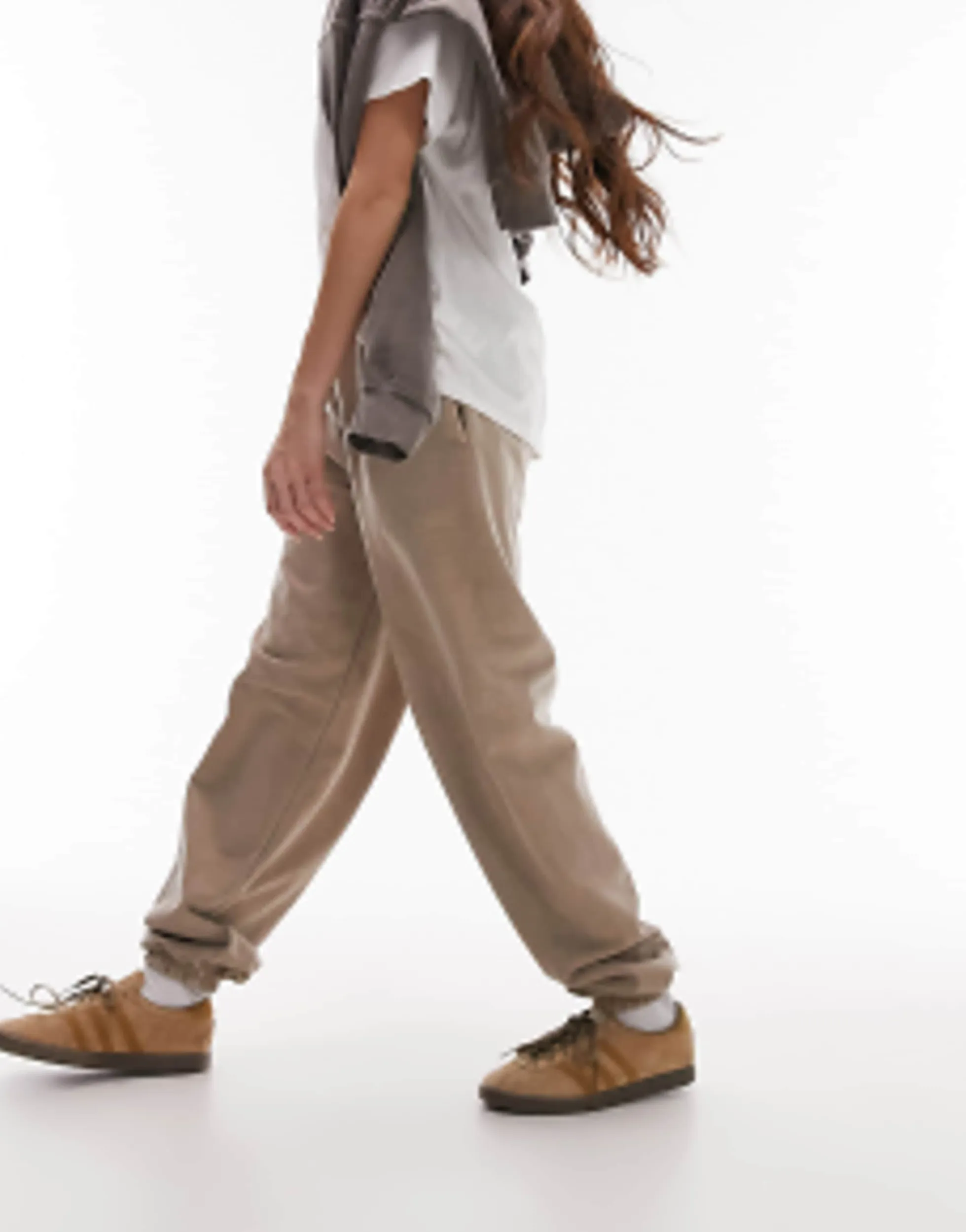 Tracksuits & Joggers*Topshop Plain Vintage Wash Oversized Cuff Jogger In Taupe Chocolate