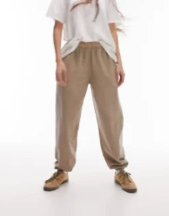 Tracksuits & Joggers*Topshop Plain Vintage Wash Oversized Cuff Jogger In Taupe Chocolate
