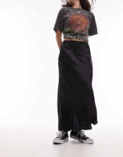 Skirts*Topshop Satin Bias Midi Skirt In Black