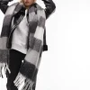 Scarves*Topshop Scarlett Blanket Check Scarf In Black And Grey Multi