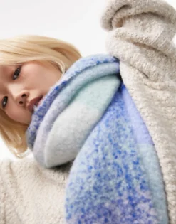 Scarves*Topshop Scarlett Blanket Check Scarf In Blue