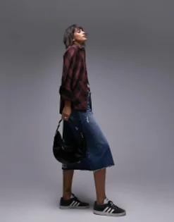 Shirts*Topshop Soft Check Shirt In Berry And Black Multi