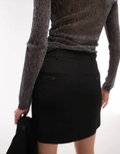 Skirts*Topshop Tailored Side Split Mini Skirt In Black