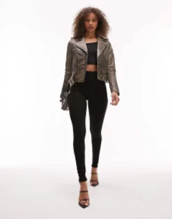 Tall*Topshop Tall Full Length Heavy Weight Legging With Deep Waistband In Black