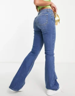 Tall*Topshop Tall Jamie Flare Jeans In Mid Blue