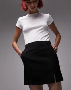 Tall*Topshop Tall Tailored Pelmet Mini Skirt In Black