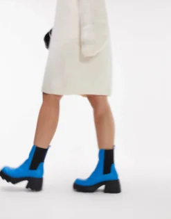 Chelsea Boots*Topshop Wide Fit Margot Chunky Chelsea Boot In Blue