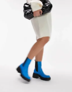 Chelsea Boots*Topshop Wide Fit Margot Chunky Chelsea Boot In Blue
