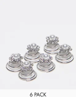 Hair Accessories*True Decadence Floral Crystal Hair Twist Multipack In Pack Of 6 Silver